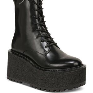 SLATER Womens Faux Leather Casual Combat & Lace-up Boots